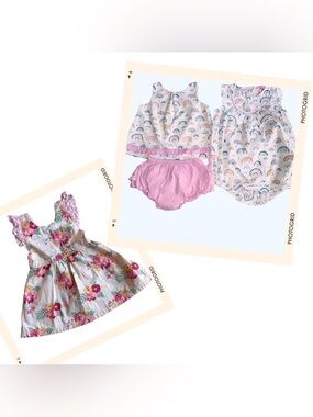 Ruffle Butts Floral Swing Top & Bloomers, Rompers and Dress Set 18-24M 3 outfits